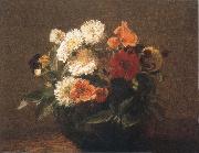Henri Fantin-Latour Flowers in an Earthenware Vase oil painting on canvas